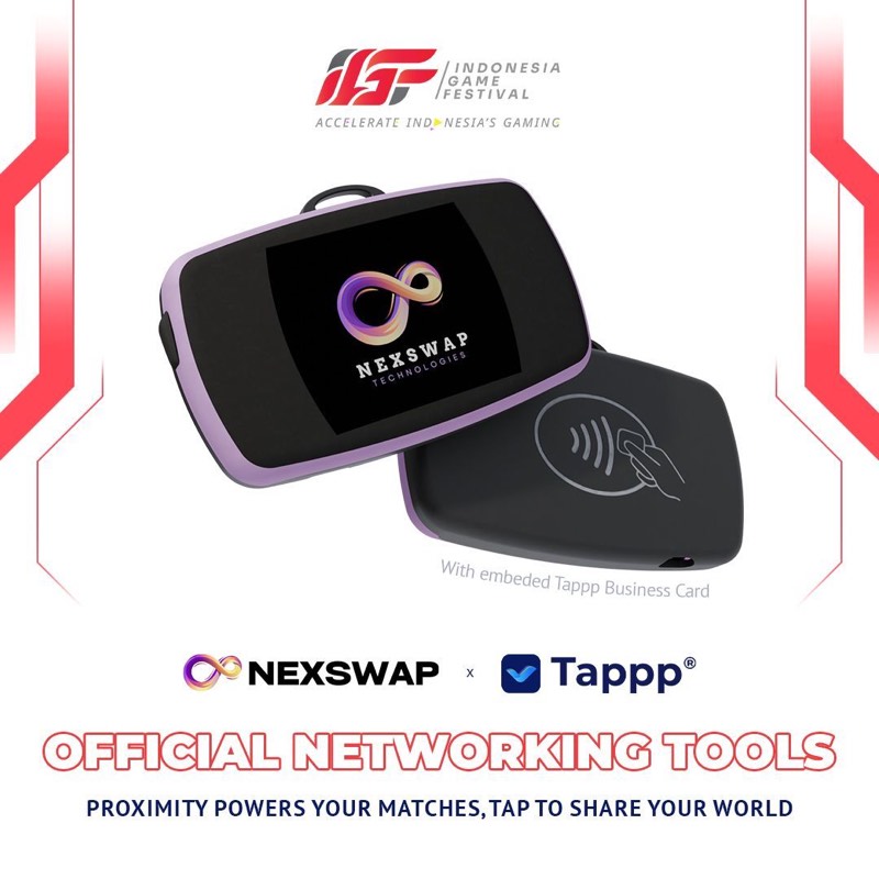 Indonesia Game Festival poster: NexSwap and Tappp, official networking tools